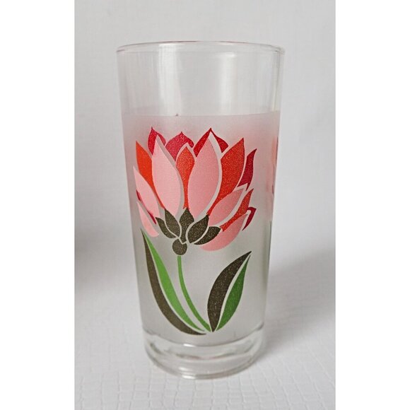 6 Vintage Luminarc Tulip Drinking Glasses Retro 1970's Tumblers - Picture 2 of 4